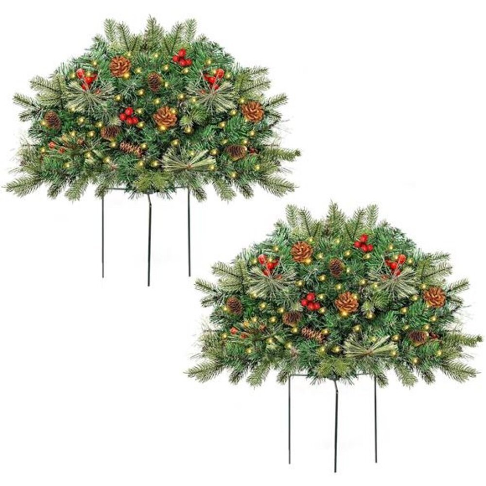 Frosted Christmas Tree Urn Filler 2 Pack 15in Pre-lit
